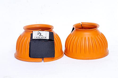 Equitack One Pair Rubber Bell Over Reach Horse Pony Boots Touch Close Orange X-Full