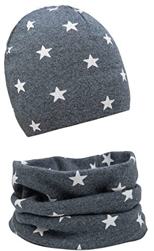 Baby Mädchen Beanie Mütze + Schlauchschal 2er Set, Wintermütze für Jungen Mädchen Baumwolle