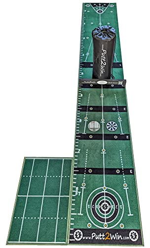 Putt2Win Tappetino da Golf Professionale Con Giochi di Putting, Ausili per l'Allenamento, Specchio - 4 Giochi Multi Giocatore per Bambini e Adulti