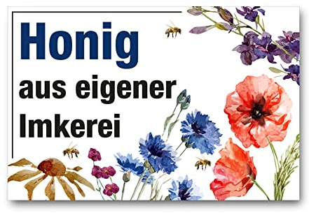 Apoidea – Honig aus eigener Imkerei Schild / Bienen Schild Werbeschild aus Kunststoff / Imkereibedarf / Bienenzubehör und Imkerzubehör / Imkerbedarf