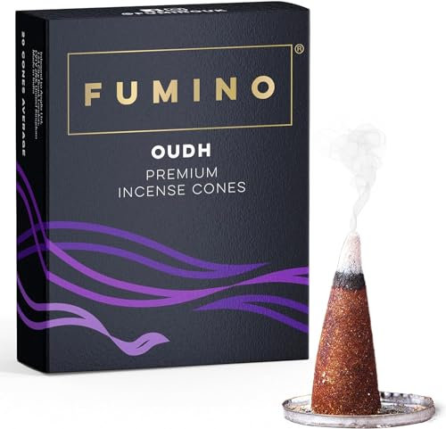Fumino® Oudh Fresh Incense Cones 15 per Box Masala Agarbatti Joss Scent Fragrance for Relaxation and Meditation, Home and House Décor