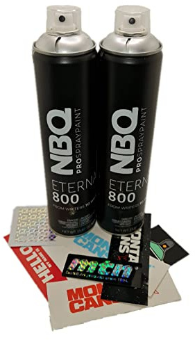 PROGAL COLORS NBQ ETERNAL - TWO SILVER PACK - (2 x Silber 600 ml + Aufkleber) Silber matt mit hohem Trocknungsdruck