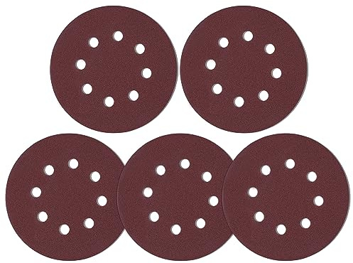 MIDO Professioanl Lot de 110 disques abrasifs 125 mm Papier abrasif 12,7 cm 8 trous Grain 240 Patins de ponçage ronds pour ponçage orbital