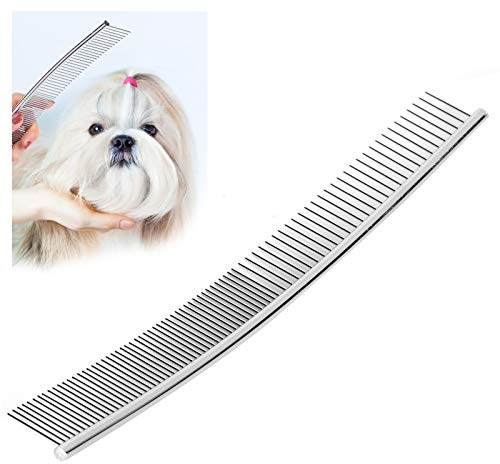 Hundekamm, Hundekamm Einreihig Edelstahl, 25 cm, Kamm Katze Langhaar, Pflegewerkzeuge, Gebogener Kamm Für Hunde, Halb Dünnen und Halb Dichten, für Hunde für Hunde mit Langen Und Kurzen Haaren, Katzen