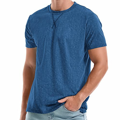 RONOMO Men's Basic T-Shirt, V-Neck Top CSX Blue XXXL