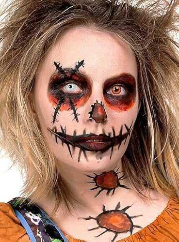 Hochwertiges Halloween Make-up Set - Halloween Vogelscheuche - Verkleidung Schminke - Karneval & Motto-Party