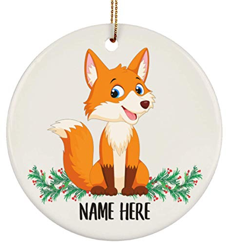 Weihnachtsbaumschmuck 7.3 cm, Lustiger Süßer Fuchs Lächelnder Personalisierter Name Weihnachtsanhänger Ideal Christbaumschmuck Anhänger Elegant Weihnachtsschmuck Für Weihnachten Holiday Party