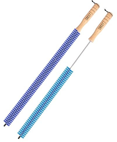 Radiator Brush with Wooden Handle | Pack of 2 Radiator Cleaner Brush with Hanging Hook Loop | Multi-Purpose, Flexible, Thin, 65CM Long | Efficient and Easy Cleaning of Home and Office (Colourful)