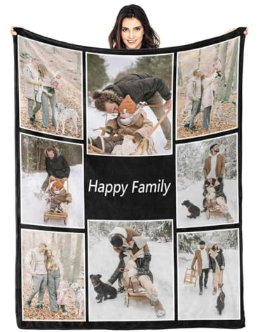 YUANOU Benutzerdefinierte Decke mit Fototext - Personalisierte Decken Geburtstags Souvenir Geschenke Personalisierte Überwurfdecke für Vater, Mutter, Ehemann, Freundin, Freund 16,75x100cm