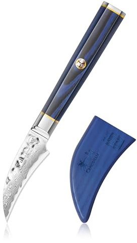 Cangshan KITA Series 2.5 in Peeling Knife with Sheath, High-Carbon X-7 Damascus Steel, 503879