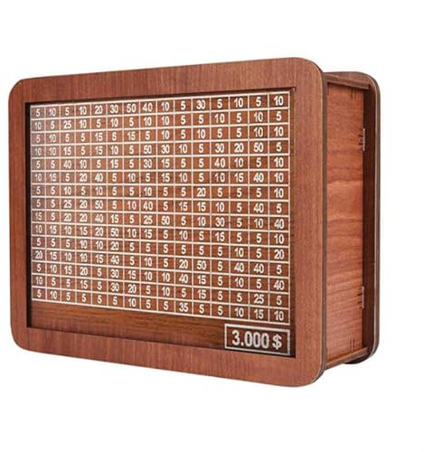 Holz-Spardose mit Geldziel und Zahlen, Cash Vault Holz-Sparbox, Geldsparbox mit Theke, Kunsthandwerk, tragbarer Aufbewahrungskoffer, Geldsparbox for Erwachsene und Kinder /612 ( Color : 3000$ )
