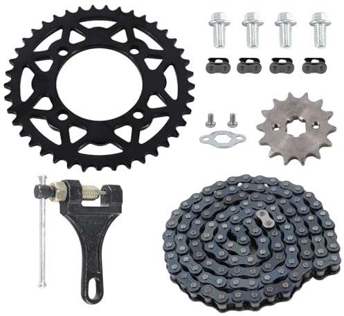 Relibupdater 428 Chain Set,428 76mm 41 Tooth Rear Sprocket Front 14 Toothe 17mm for Chinese 50cc 70cc 90cc 110cc 125cc Pit Dirt Trail Quad Motor Bike ATV Motorcycle Parts