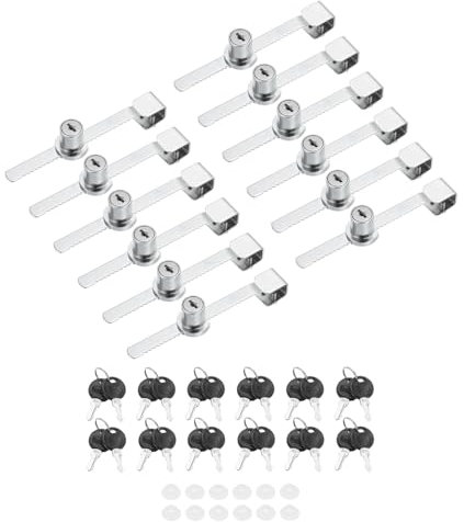PATIKIL 12pz Scorrevole Porta Vetro Serratura a Cricchetto con 24 Chiavi 5.5x0.4 Argento