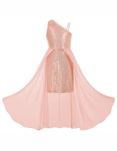 GRACE KARIN Robe Filles Casual Fête Festive Mariage pour Enfants Bretelles A-Ligne Maxi Élégante Princesse 10 Ans Rose Clair