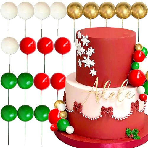 Roaring Good Time Green Red Balls Cake Topper Gold Balls Cake Decorations for Baby Shower Birthday Party Supplies Favors