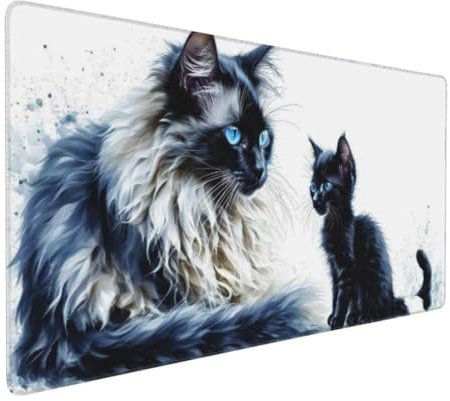 Gaming Tapis de Souris Blanc, Grand Tapis de Souris XXL 700x300x3mm, Animal Tapis Souris pour Clavier et Bureau, avec Bords Surpiqués et dos Antidérapant Tapis Bureau, Gaming Accessoire, Cadeau G4-520