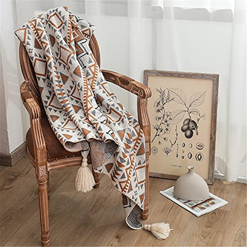 Bohemisk filt, geometrisk bomullsflätad Boho-sängfilt Soffa Överkast Patchwork SBohemisk filt, geometrisk bomullsflätad Boho-sängfilt Soffa Överkast Patchwork Stickad filt, 130 * 170 cm
