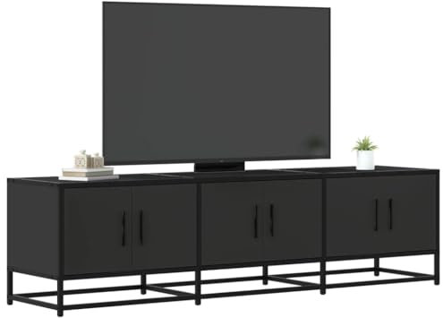 Gecheer TV-ställ svart 150 x 35 x 41 cm i spånskiva och metall, modernt TV-skåp, TV-bord, TV-skåp, TV-skåp, TV-skåp, vardagsrumsskåp, P848859