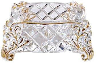 Aschenbecher Leichter Luxus-Aschenbecher aus Glas, Home Premium Aschenbecher, Kristall-Gold-Aschenbecher, Kristall-Ornament, Aschenbecher, Geschenk for Männer und Frauen Windaschenbecher(Klein)