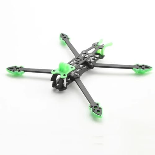 Mark4 Mark 4 Quadrocopter-Rahmen, 3K-Kohlefaser, 5 mm Armstärke, kompatibel mit 17,8 cm FPV Freestyle RC Racing Drohnenrahmen-Set (mit grünem Druck)