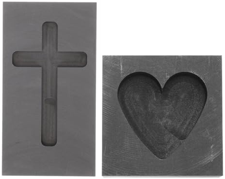LALAFINA 2Pcs Heart Shaped Graphite Ingot Mould Metal Melting Molds DIY Projects for Gold, Silver, Metal, Aluminum, Copper, Brass Melting, Casting, Refining