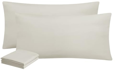 Aisbo Kissenbezug Kopfkissenbezug 40x80 Beige, Weich Kissenbezug 40 x 80 2er Set mit Reißverschluss aus Mikrofaser, Kissenhülle 40x80cm