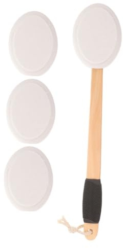 Vaguelly Applicatore Elegante con Testa e Crema Schiena Sostituibile Set Impugnatura Antiscivolo in Legno per Applicare Sul Lozioni e Creme Corpo