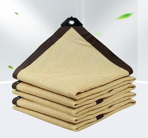 KSQP Rete Ombreggiante Traspirante 90% Rete Telo Ombra Telo Ombreggiante Vela Tessuto Ombreggiante Traforato Parasole 90% Anti-UV Occhielli Balconi Esterno Serra Rete Frangivento,beige-2x6m