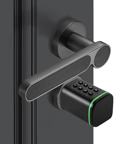 Elektronisches Türschloss, Türschloss Haustür Code Smart Lock mit 4 Entsperrungsoptionen (APP, Passwort, Smart Keycard, manueller Schlüssel), für 35-45mm Türdicke (Schwarz)