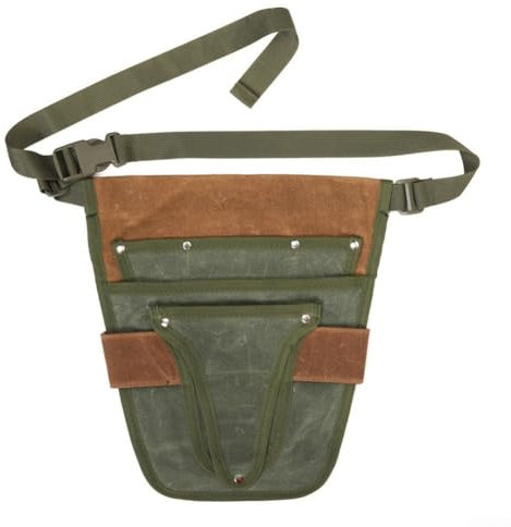 Praktischer Garten-Werkzeuggürtel, robuste kleine Hüfttasche mit mehreren Taschen, verstellbarer Hüftgurt, Outdoor-Gartenarbeit, Gürteltasche für Gärtner, Tischler, Bauarbeiter (grün und braun)
