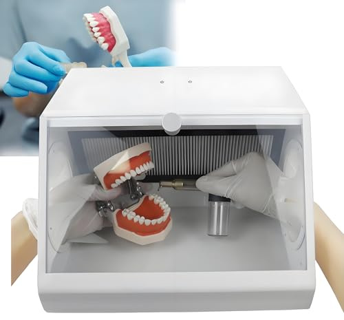 Lab Sandblaster Dust Collector,Modular Blast Cabinet,Sandblaster Equipped with Double Suction System and 6 LED Lamps,Large Window Dust Frees Sandblasting Cabinet
