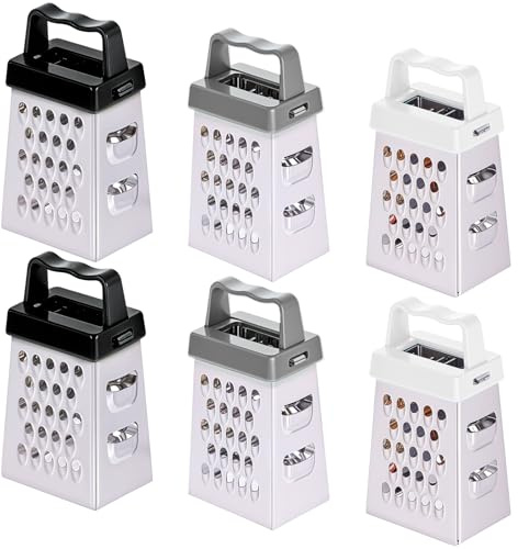 YBEATY 6 Pcs Mini Cheese Grater Professional Small Box Grater Stainless Steel Handheld Slicer with 4 Sides Food Shredder Safe Zester for Kitchen Cheese Garlic Ginger Vegetable Potatoes