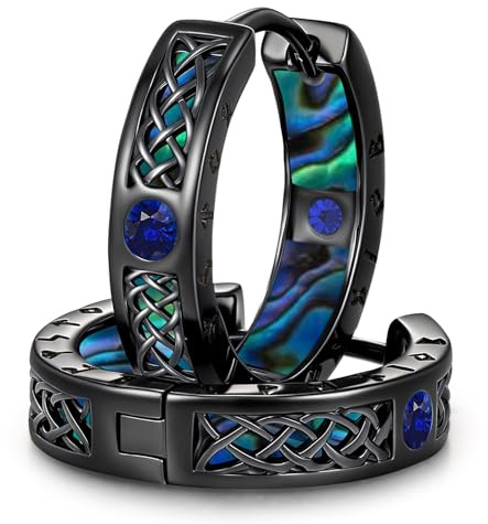 Ohrringe Herren 925 Silber Wikinger Ohrringe Creolen Männer Schwarz Keltisch Viking Rune Ohrschmuck Nordische Schmuck für Damen