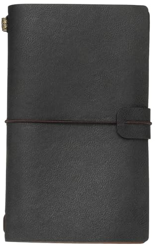 PATIKIL 1 st vintage retro PU-läder anteckningsbok, påfyllningsbar anteckningsbok resedagbok anteckningsbok för resedagbok, svart