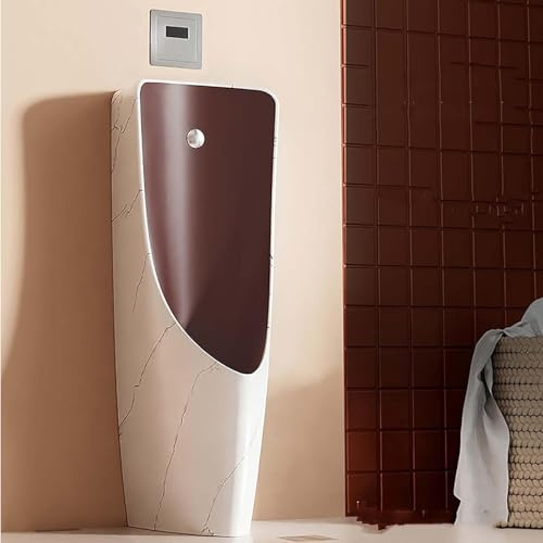 YUGXTH Urinoir avec capteur automatique, urinoir mural pour homme avec décharge d'eau, déviateur d'urine en céramique, urinaire anti-déversement pour lieux publics (Silver B, Floor Row)