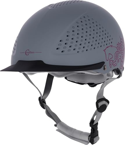 Covalliero Casque d'équitation Beauty 2.0 (Gris, en Plastique, Protection fiable, Haut, Tour de tête réglable, pour Jeunes Cavaliers et Cavaliers, Assise Confortable) 3232284