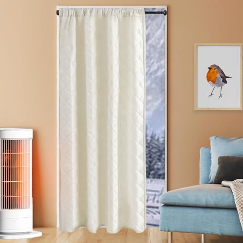 Lapalife Heavy Duty Quilted Thermal Insulate Door Curtain Liner,Durable and Thickened Blackout Windproof Soundproof Curtain for Living Room Bedroom Front Door Doorway