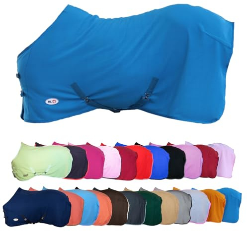 RL24 - Abschwitzdecke mit Kreuzgurt Basicline - Petrol – 145cm | Pferdedecke mit Schweifriemen & Widerristpolster - atmungsaktive Fleecedecke - Pferde-Outdoordecke - Pferde Zubehör