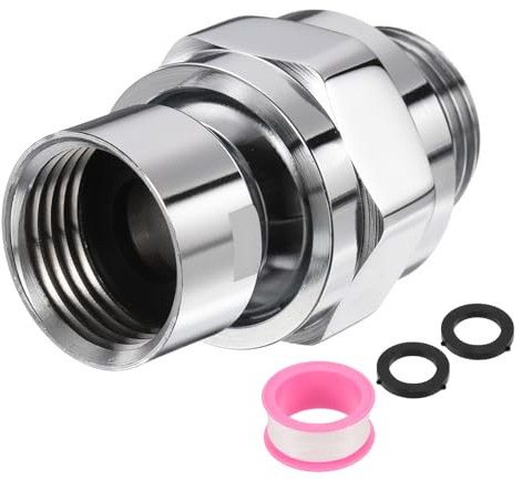 QUARKZMAN Cabeza De Ducha Adaptador Giratorio Latón Sólido (Plateado) | Extensión De Brazo De Ducha Ajustable Conector Universal Componente De Ducha, Con Cinta De PTFE Y Junta
