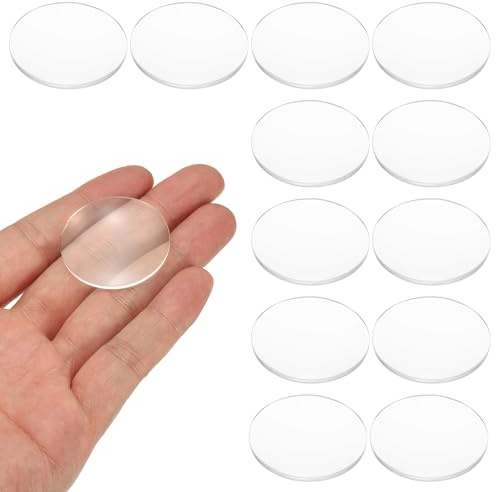 PATIKIL 12-pack biconvex lins, 33,5 mm dia. 75 mm brännvidd optiska linser förstoringsglas pappersvikt akryl dubbel konvex för gör-det-själv kontorsskrivbord hem vetenskap experiment teleskop