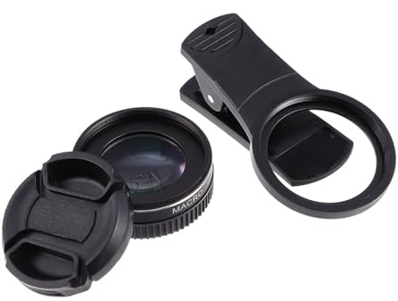 IMIKEYA Obiettivo macro per telefono cellulare 37 mm 15 x 4 K ad alta definizione clip portatile compatibile per fotografia dettagliata su smartphone, colore nero