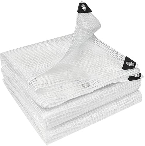 Outsunny 4 x 6m Waterproof Tarpaulin Heavy Duty 140GSM PE Tarp White | Tear-Resistant, Reinforced Grommets, UV Protected, Cover Tarp Sheet, Garden Furniture, Greenhouse, Groundsheet, Firewood
