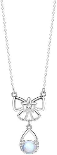 Silverhalsband,Zodiac S925 Sterling Silverhalsband För Kvinnor Elegant Dam Zirconia Halsband Kristall Månstenshänge Halsband Presentsmycken För tjejer Födelsedagspresent