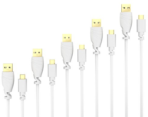 KabelDirekt – 5x 1m Câble Micro USB (USB 2.0, câble de charge et synchro, blanc)