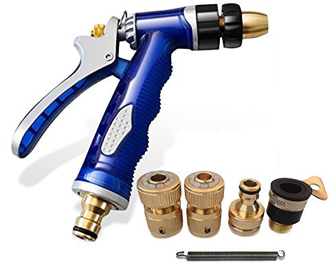 NUZAMAS - Juego de pistola pulverizadora de latón macizo, fácil control de flujo, pulverizador de alta presión para lavado de coches, arbustos y plantas, riego, cubierta