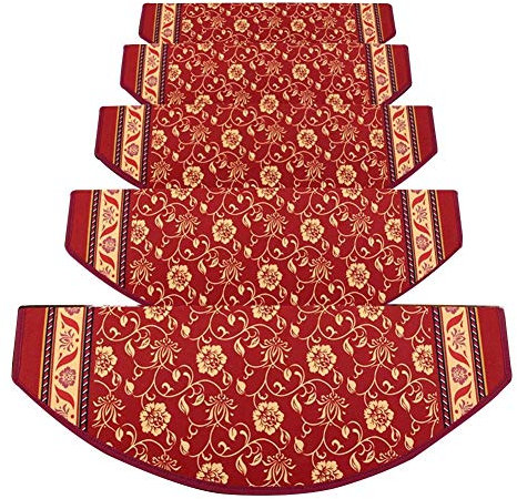 Stufenmatten Treppen-Teppich Halbkreis-Set Läufer Teppiche | Waschbar | Selbstklebend | rutschfest | Schritt Teppich/Matte 5 Größen, 3 Farben (Color : B-100X24, Size : 5pcs)