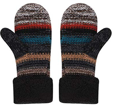 Handschuhe Damen Mädchen Fäustlinge Plüschfutter Strickhandschuhe Winddichte Fausthandschuhe Bunt Gestrickte Damenhandschuhe Warme Winterhandschuhe Handwärmer für Outdoor Sport Skifahren Radfahren
