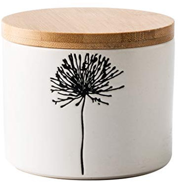 Keramik-Zuckerdose mit Holzdeckel, Retro-Blume, Gewürzdose