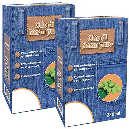 2x Olio di Neem, Insetticida Atossico Naturale - 2x280gr - per Orticole Piante Ornamentali da Frutto Fiori - Fungicida Acaricida Afidi Cimici Pidocchi Ragnetto Cocciniglia Funghi Zanzare