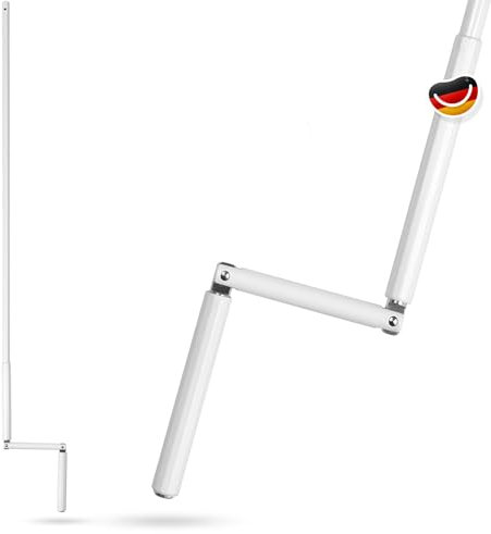 Rolladen Kurbelstange 150 cm, Hand-Kurbel für Gelenklager mit Ø12mm Zapfen - Rolladenkurbel rostfreies Aluminium mit ergonomischem Handgriff - Weiß - markiso®